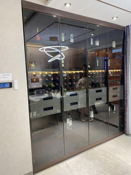 铝框钢化钢化玻璃玻璃门定制极窄铝合金边框书柜酒柜门扇